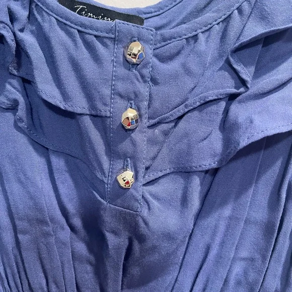 Timing Blue Ruched Ruffled Sundress - Picture 2 of 4